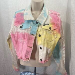 Members Only Nickelodeon Rugrats tie-dyed Denim Jacket size M. Women. Pre-owned.